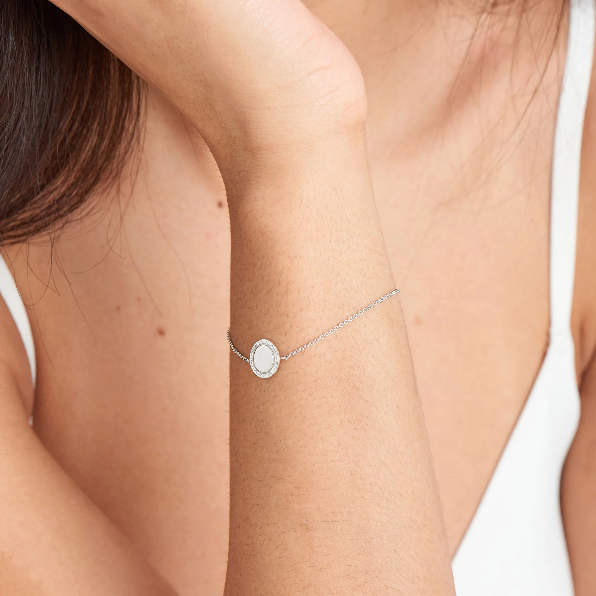 Silver Rope Disc Bracelet - Image 2