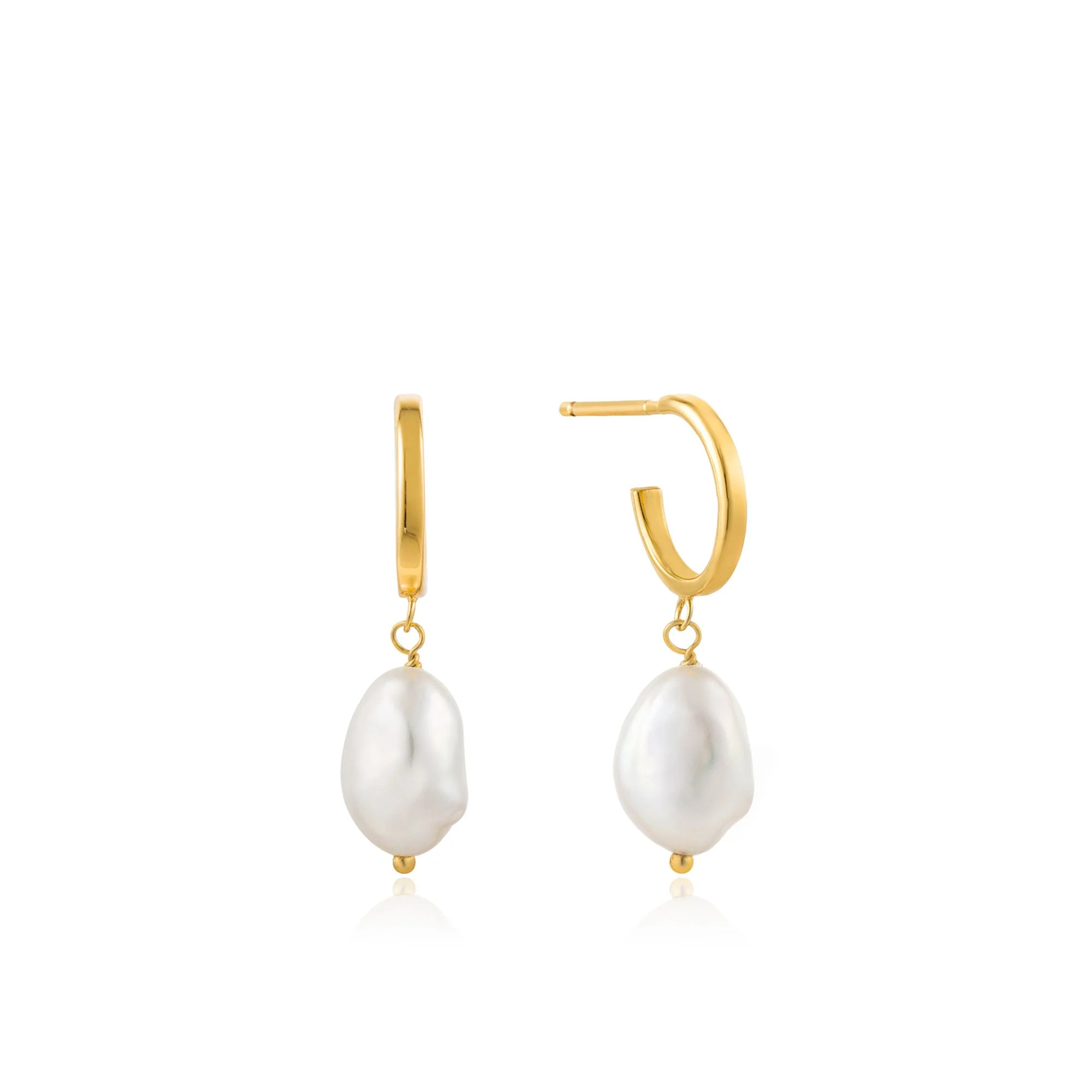 Gold Pearl Mini Hoop Earrings - Image 2