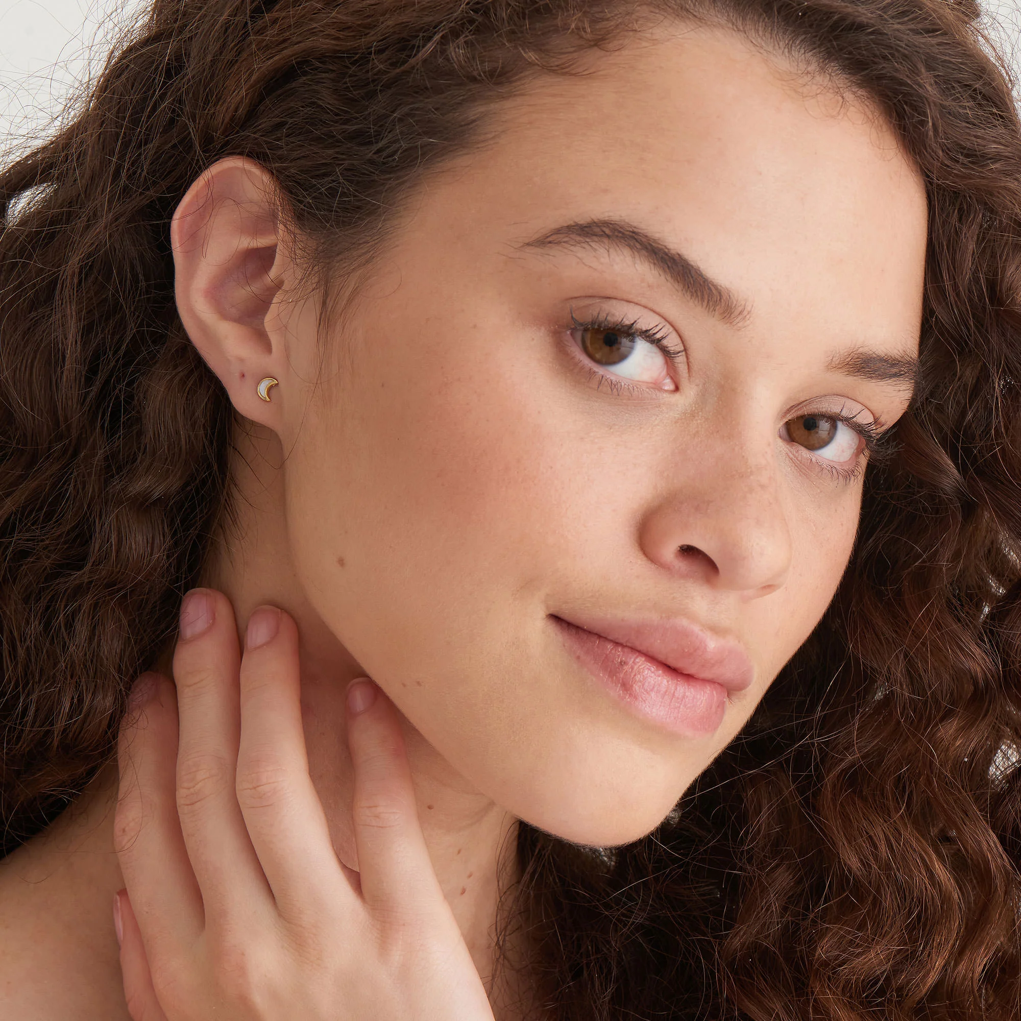 Moon Gold Stud Earrings - Image 2