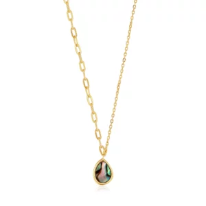 Gold Tidal Abalone Mixed Link Necklace