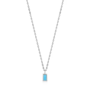 Turquoise Drop Pendant Silver Necklace