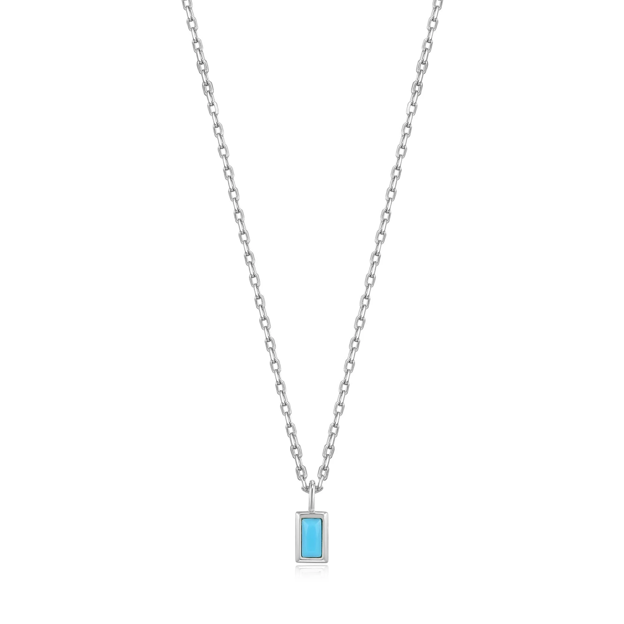 Turquoise Drop Pendant Silver Necklace