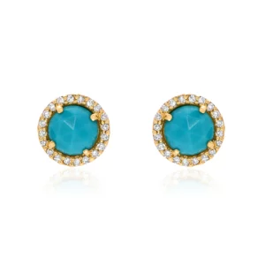 Rosie 5.0mm Turquoise & Diamond Post Earrings