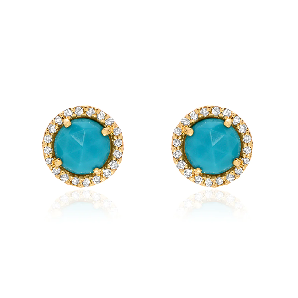 Rosie 5.0mm Turquoise & Diamond Post Earrings