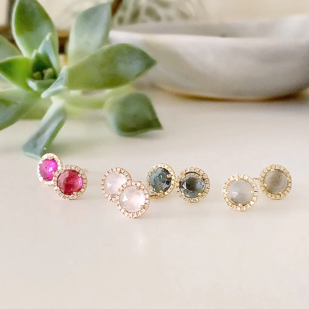 Rosie 5.0mm Turquoise & Diamond Post Earrings - Image 3