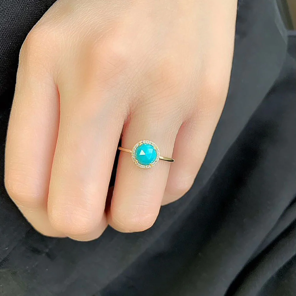 Rosie 6.0mm Cut Turquoise Ring - Image 2