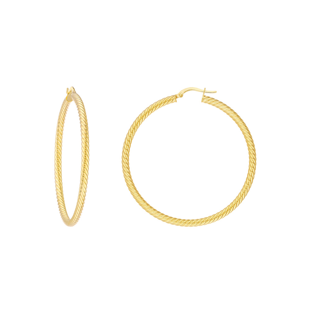 50mm Rope Twist Hoop Earrings - Image 2