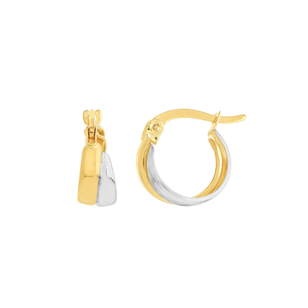 Two-tone Side-by-Side Mini Hoop Earrings - Image 2