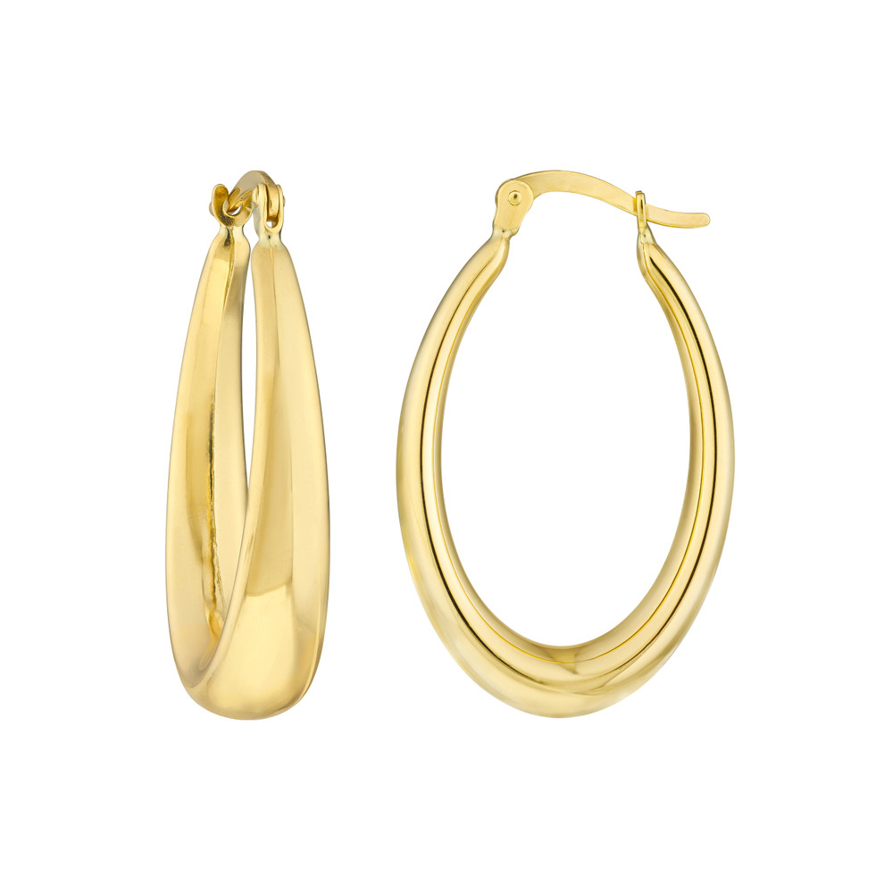 28.10mm Graduated Oval Puff Hoop Earrings - Image 2