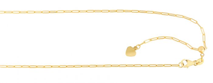 14K Gold 1.5mm Adjustable Paperclip Chain